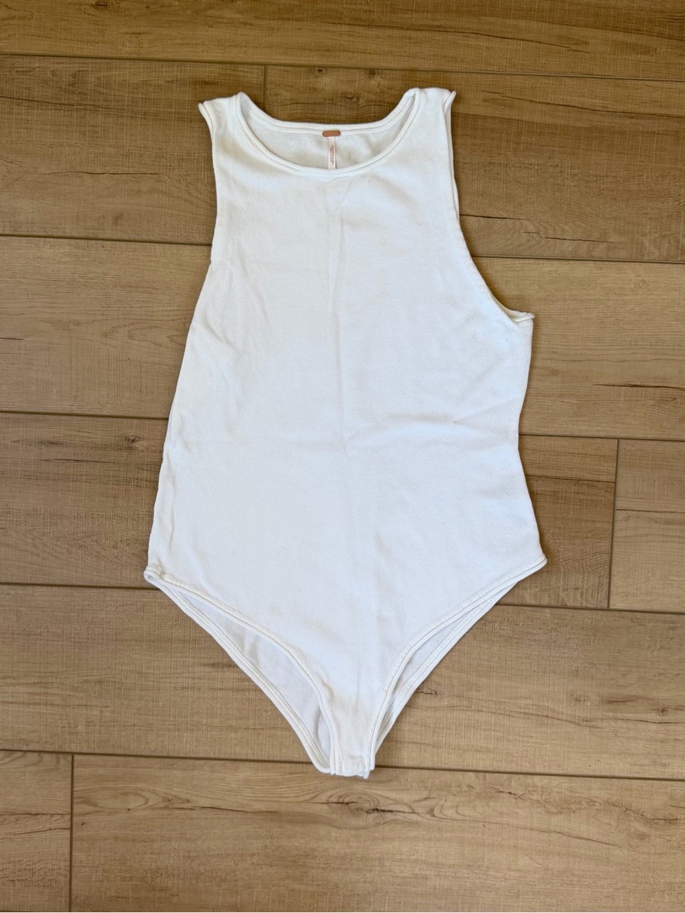 Free People Tank Bodysuit White, Round Neck Large
